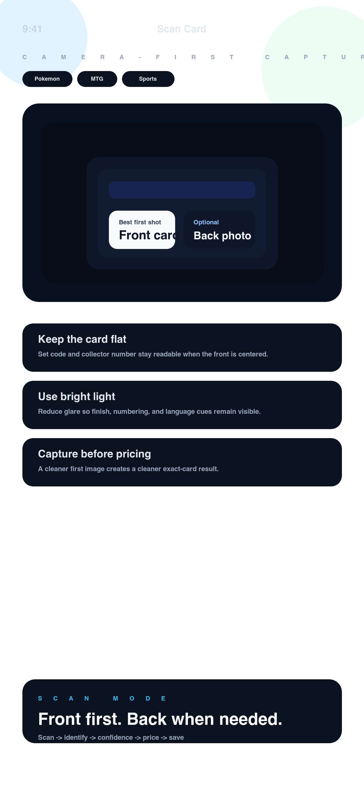 PullScope app screenshot showing a card scan result