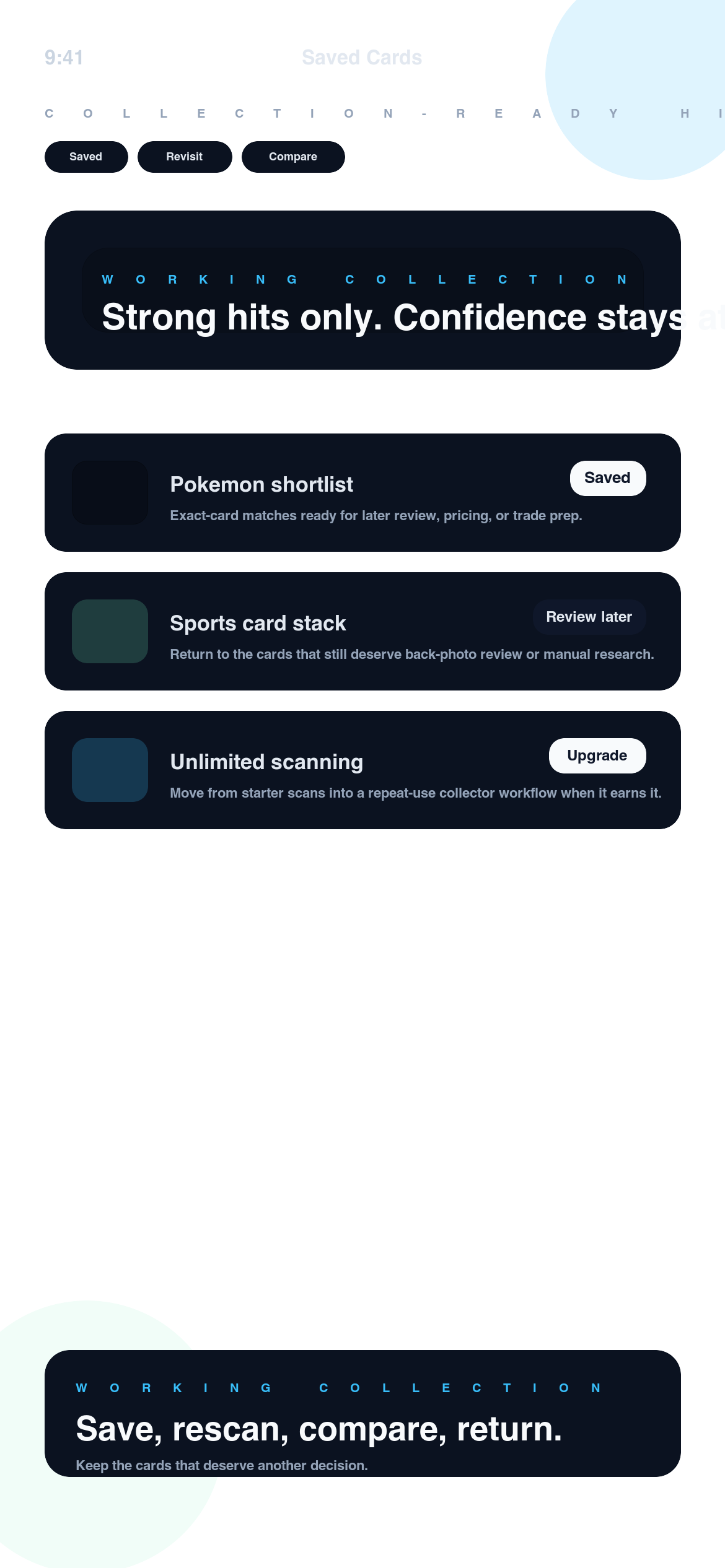PullScope saved history screen